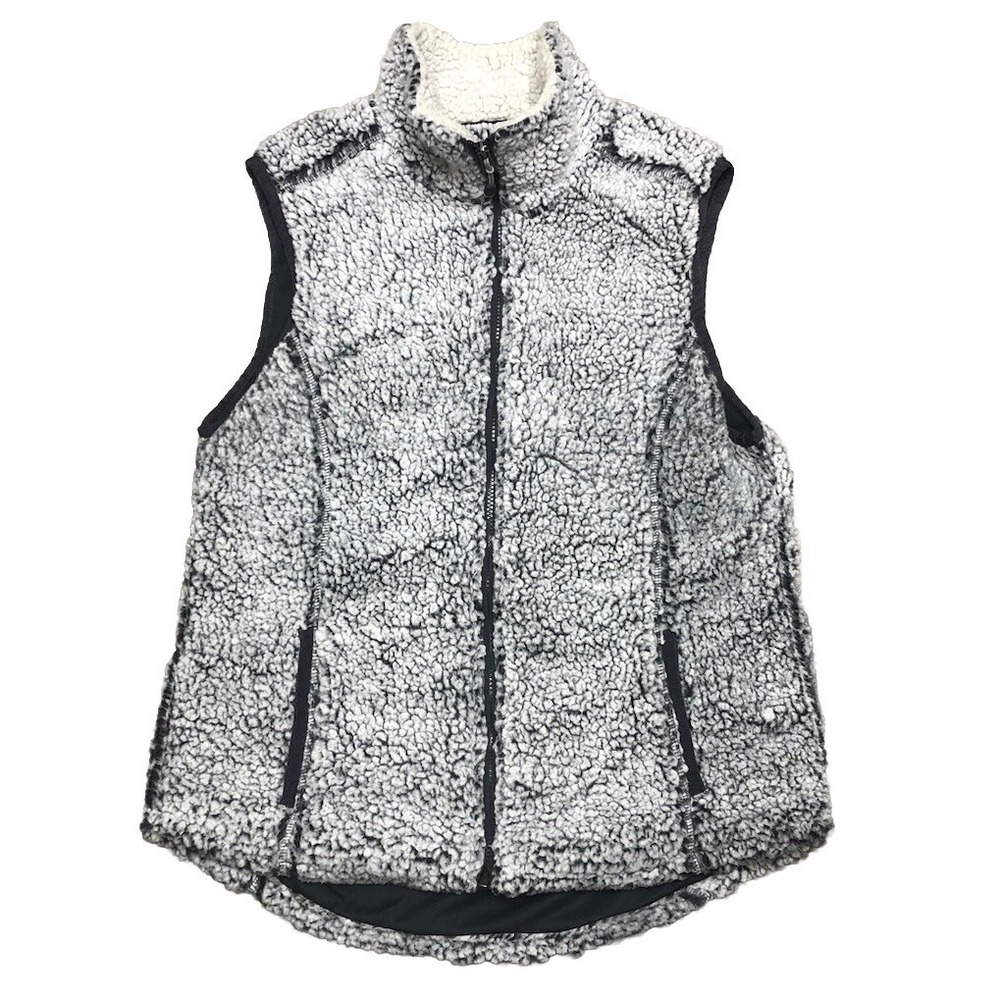 Keren Hart Vest Women's M Gray Sherpa Faux‎ Fur Fluffy Full Zip